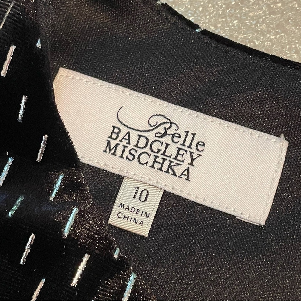Girls Belle Badgley Mischka Black dress with silver Fit and Flare dress 10 - Picture 4 of 10